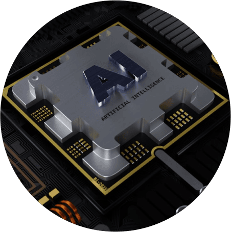 AI development services illustration on a MacBook
